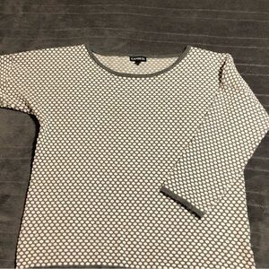 Express Women’s Grey and White Pattern Lux Sweater Size Medium